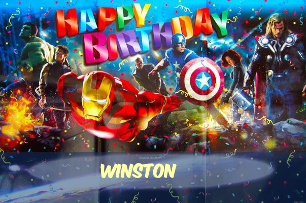 Geburtstagsgre fr Winston von den Marvel-Helden