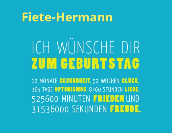 Fiete-Hermann, Ich wnsche dir zum geburtstag...