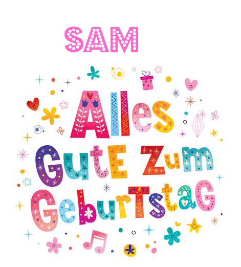 Bunte Geburtstagsgre fr Sam