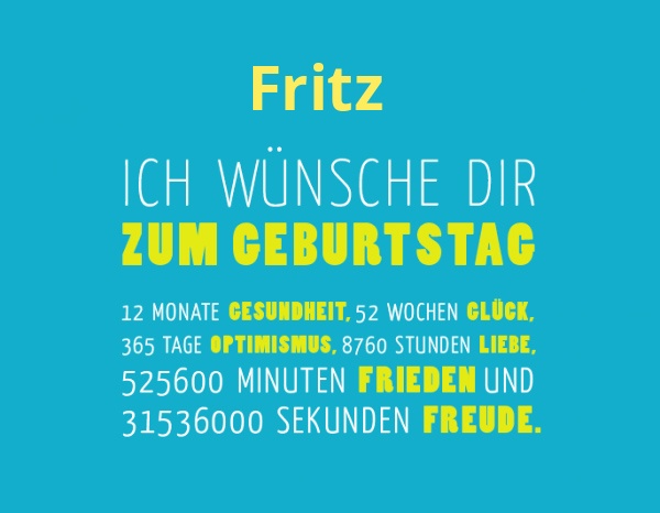 Fritz, Ich wnsche dir zum geburtstag...