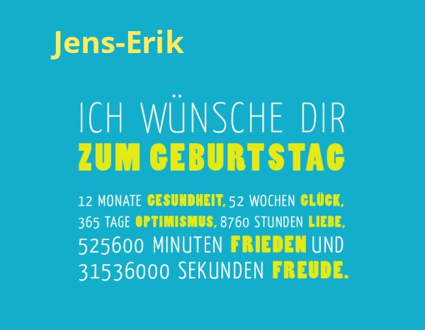 Jens-Erik, Ich wnsche dir zum geburtstag...