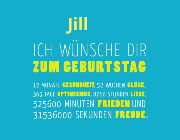 Jill, Ich wnsche dir zum geburtstag...