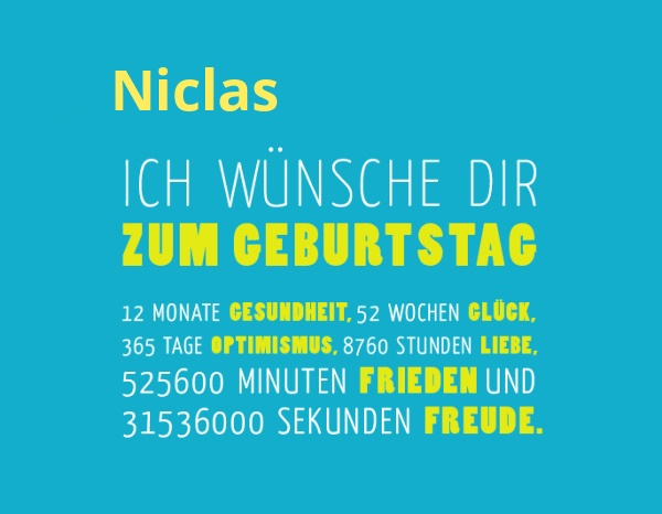 Niclas, Ich wnsche dir zum geburtstag...