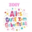 Bunte Geburtstagsgre fr Zoey