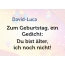 Zum Geburtstag ein Gedicht fr David-Luca